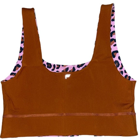 Fabletics Harlyn MIDI Medium Impact Reversible Sports Bra Rose/Teak Large NEW - Picture 5 of 8